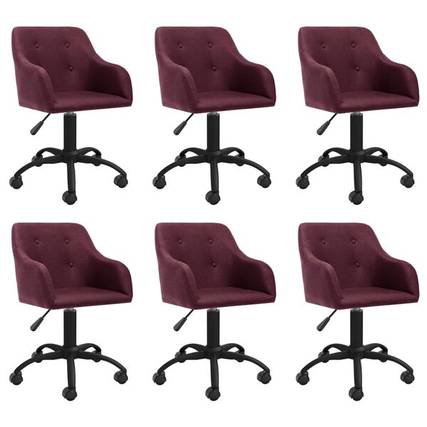 vidaXL Chaises pivotantes &agrave; manger lot de 6 violet tissu