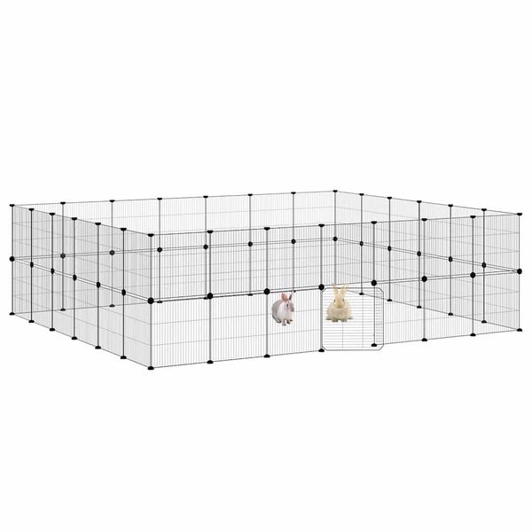 vidaXL Cage animaux de compagnie à 52 panneaux et porte Noir 35x35 cm