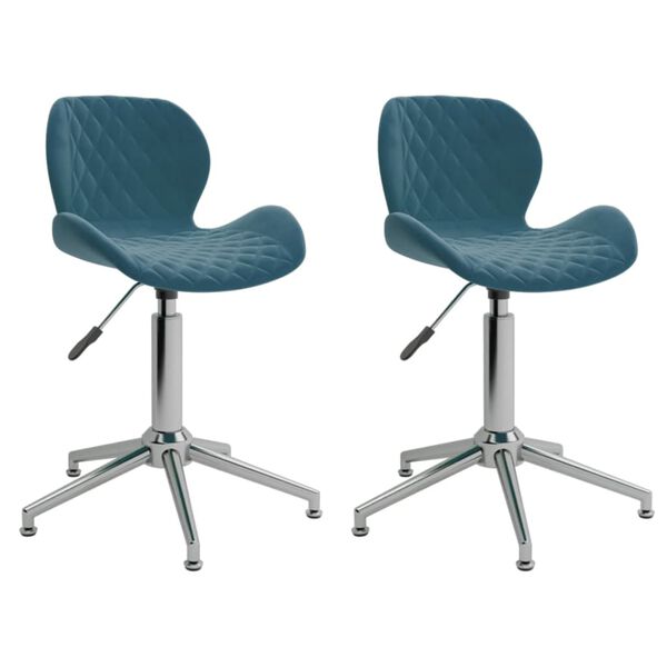 vidaXL Chaises pivotantes &agrave; manger lot de 2 bleu velours