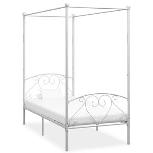 vidaXL Cadre de lit &agrave; baldaquin sans matelas blanc m&eacute;tal 90x200 cm