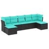 vidaXL Salon de jardin 7 pcs avec coussins noir r&eacute;sine tress&eacute;e