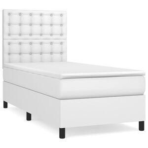 vidaXL Sommier &agrave; lattes de lit avec matelas Blanc 100x200cm Similicuir
