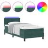vidaXL Lit &agrave; ressort LED avec matelas Vert fonc&eacute; 100 x 200 cm Velours