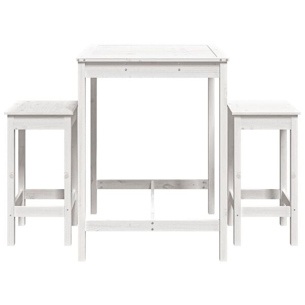 vidaXL Ensemble de bar de jardin 3 pcs blanc bois de pin massif