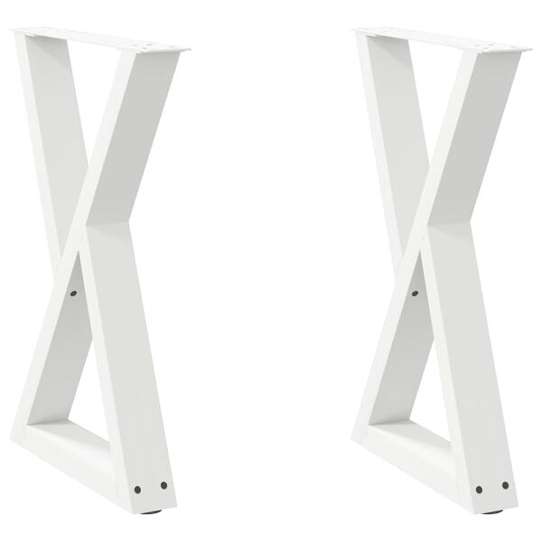 vidaXL Pieds de table &agrave; manger 2 pi&egrave;ces Blanc 60 x (72-73,3) cm Acier