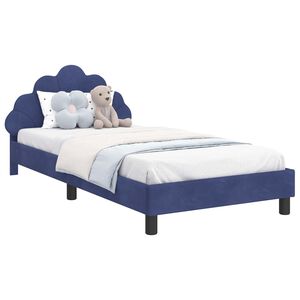 vidaXL Cadre de lit pour enfants avec t&ecirc;te de lit Bleu police Velours