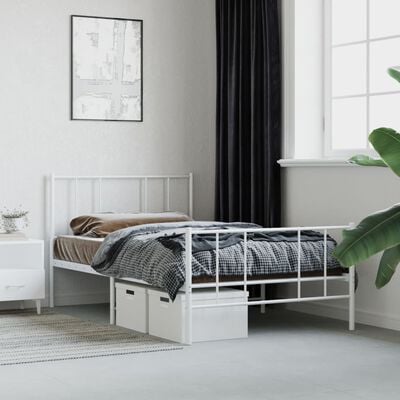 vidaXL Cadre de lit métal sans matelas et pied de lit blanc 100x190 cm