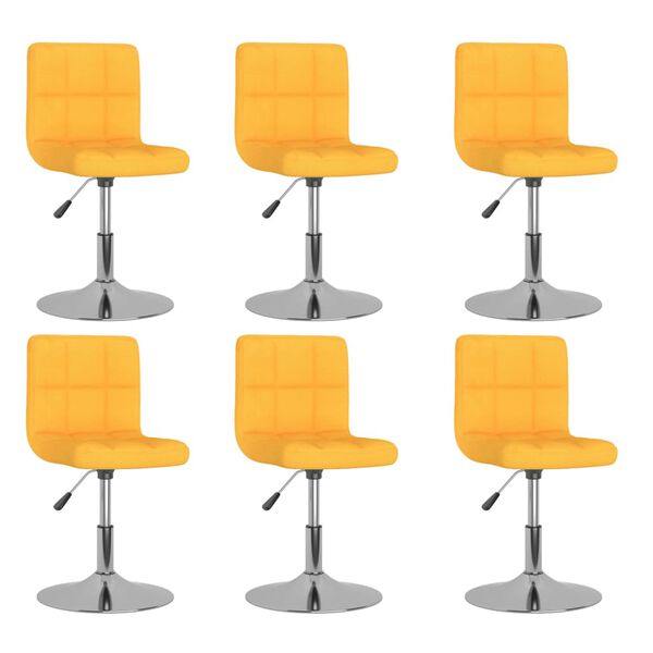 vidaXL Chaises pivotantes &agrave; manger lot de 6 jaune tissu