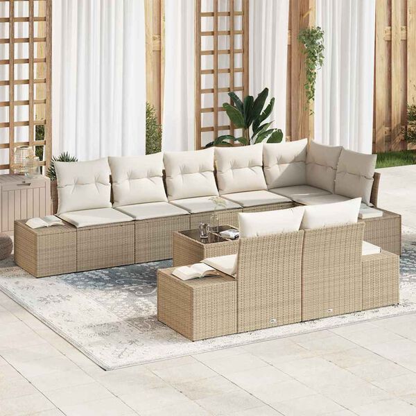 vidaXL Ensemble de canapé de jardin Beige et crème Poly rotin