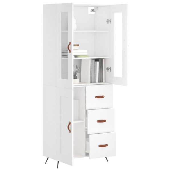 vidaXL Buffet haut Blanc 69,5x34x180 cm Bois d'ing&eacute;nierie