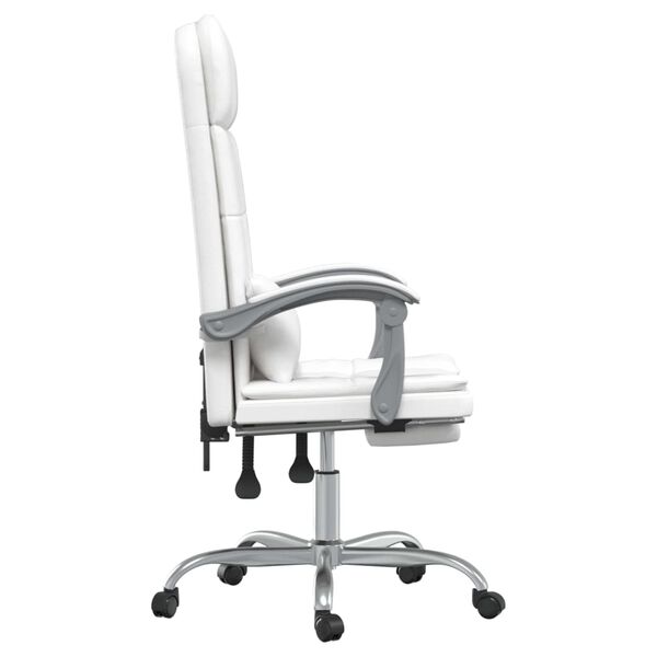 vidaXL Fauteuil de massage inclinable de bureau Blanc Similicuir