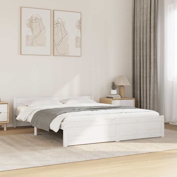 vidaXL Cadre de lit sans matelas blanc bois massif 140x190 cm