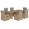 vidaXL Ensemble &agrave; manger de jardin et coussins 7 pcs beige poly rotin