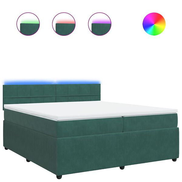 vidaXL Sommier &agrave; lattes de lit et matelas Vert fonc&eacute; 200x200cm Velours