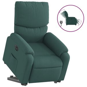 vidaXL Fauteuil inclinable &eacute;lectrique vert fonc&eacute; tissu
