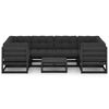 vidaXL Salon de jardin 7 pcs avec coussins noir bois de pin massif