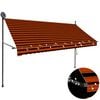 vidaXL Auvent manuel r&eacute;tractable avec LED 300 cm Orange et marron