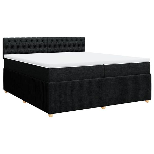 vidaXL Sommier &agrave; lattes de lit avec matelas Noir 200x200 cm Tissu