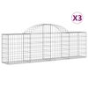 vidaXL Paniers &agrave; gabions arqu&eacute;s 3 pcs 200x30x60/80 cm Fer galvanis&eacute;