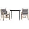 vidaXL Ensemble de bistro 3 pcs coussins mélange beige résine tressée