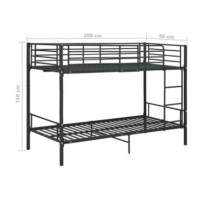 vidaXL Lit superposé sans matelas noir métal 90x200 cm