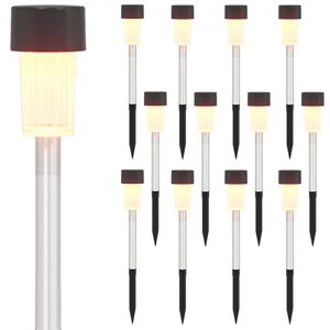 vidaXL Lampes solaires ext&eacute;rieures avec pique de sol 12 pcs 29,5 cm