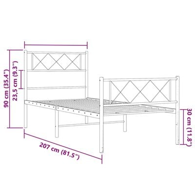 vidaXL Cadre de lit métal sans matelas et pied de lit blanc 100x200 cm