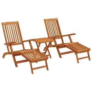 vidaXL Chaises longues d'ext&eacute;rieur repose-pieds et table Acacia solide