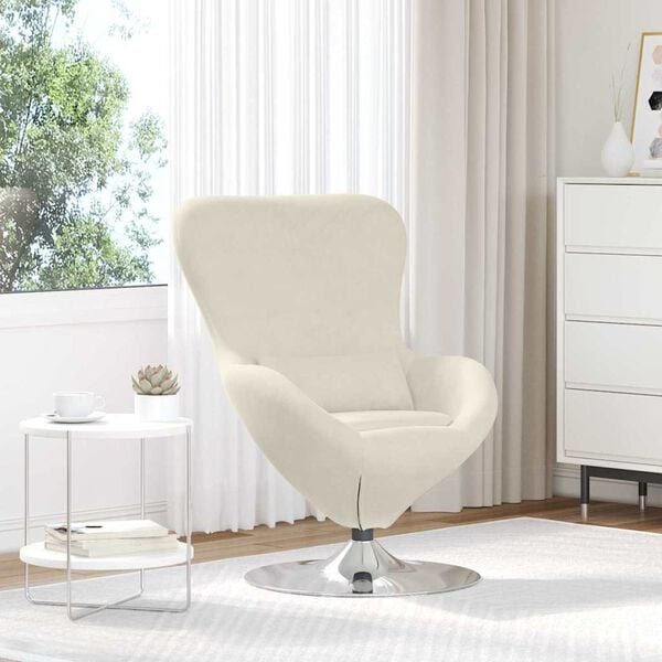 vidaXL Fauteuil &oelig;uf Cr&egrave;me Velours