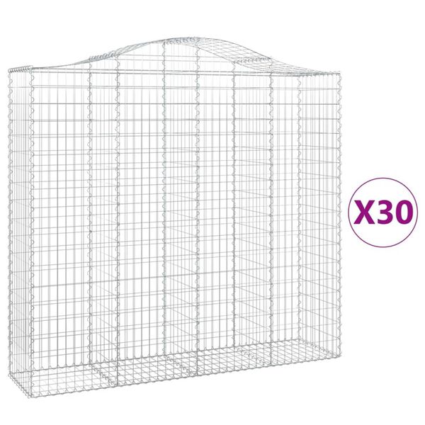 vidaXL Paniers &agrave; gabions arqu&eacute;s 30 pcs 200x50x180/200 cm Fer galvanis&eacute;