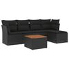 vidaXL Salon de jardin 6 pcs avec coussins noir r&eacute;sine tress&eacute;e