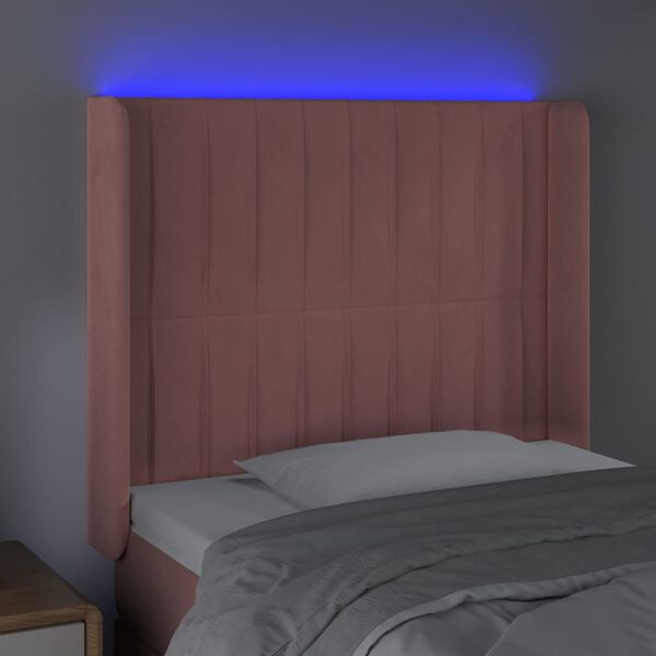 vidaXL T&ecirc;te de lit &agrave; LED Rose 93x16x118/128 cm Velours