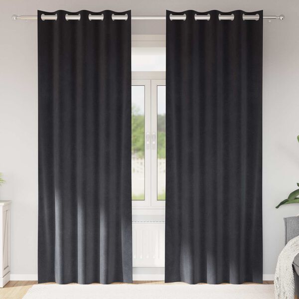 vidaXL Rideaux occultants 2 pcs Gris fonc&eacute; 140 x 245 cm Velours