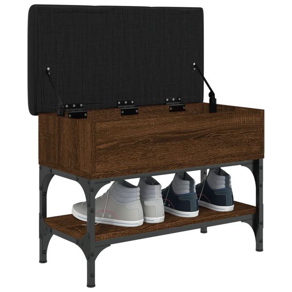 vidaXL Banc &agrave; chaussures ch&ecirc;ne marron 62x32x45 cm bois d'ing&eacute;nierie