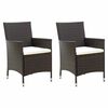 vidaXL Chaises de jardin avec coussins lot de 2 R&eacute;sine tress&eacute;e Marron