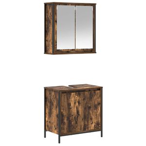 vidaXL Ensemble de meubles de salle de bain 2 pcs en bois d'ing&eacute;nierie ch&ecirc;ne fum&eacute;
