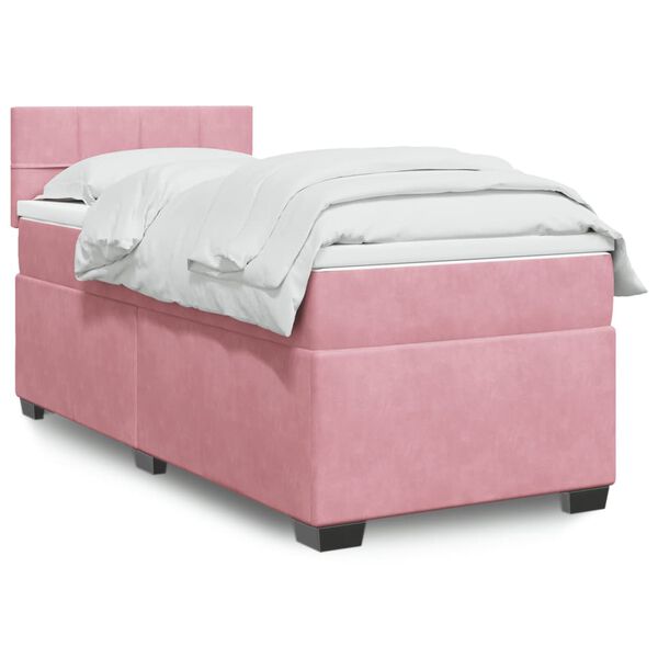 vidaXL Sommier &agrave; lattes de lit avec matelas Rose 90x190 cm Velours