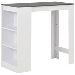vidaXL Table de bar avec &eacute;tag&egrave;re Blanc 110x50x103 cm