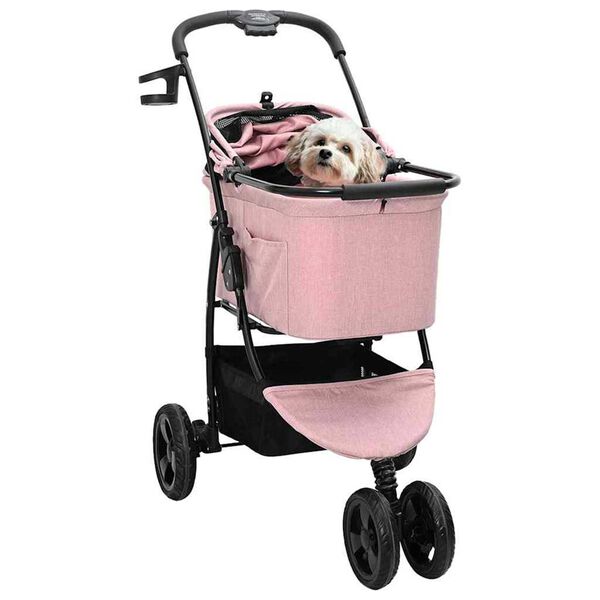 vidaXL Poussette Pliante pour Animaux Réglable Rose 78 x 54 x 101 cm