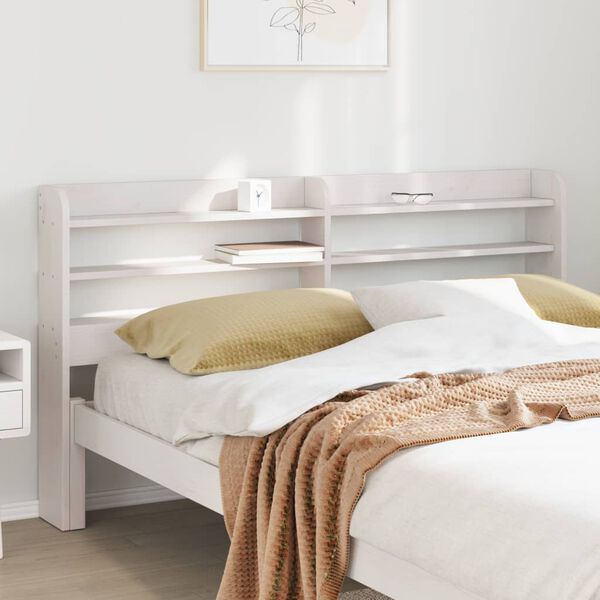 vidaXL T&ecirc;te de lit avec &eacute;tag&egrave;res blanc 160 cm bois massif de pin