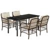 vidaXL Ensemble &agrave; manger de jardin 5 pcs et coussins marron poly rotin