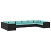 vidaXL Salon de jardin 10 pcs avec coussins R&eacute;sine tress&eacute;e Noir