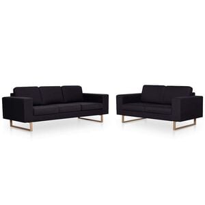 vidaXL Ensemble de canap&eacute; 2 pcs tissu noir