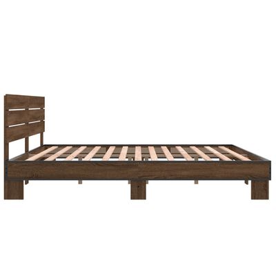 vidaXL Cadre de lit chêne marron 180x200 cm bois d'ingénierie et métal