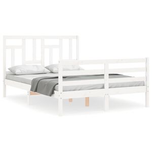 vidaXL Cadre de lit sans matelas blanc 140x190 cm bois massif