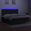 vidaXL Sommier &agrave; lattes de lit et matelas et LED Noir 200x200 cm Tissu