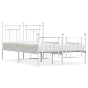 vidaXL Cadre de lit m&eacute;tal sans matelas et pied de lit blanc 120x190 cm