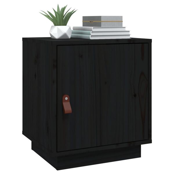 vidaXL Table de chevet Noir 40x34x45 cm Bois de pin massif