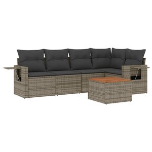 vidaXL Salon de jardin 6 pcs avec coussins gris r&eacute;sine tress&eacute;e