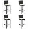 vidaXL Tabourets de bar de jardin et coussins lot de 4 r&eacute;sine tress&eacute;e